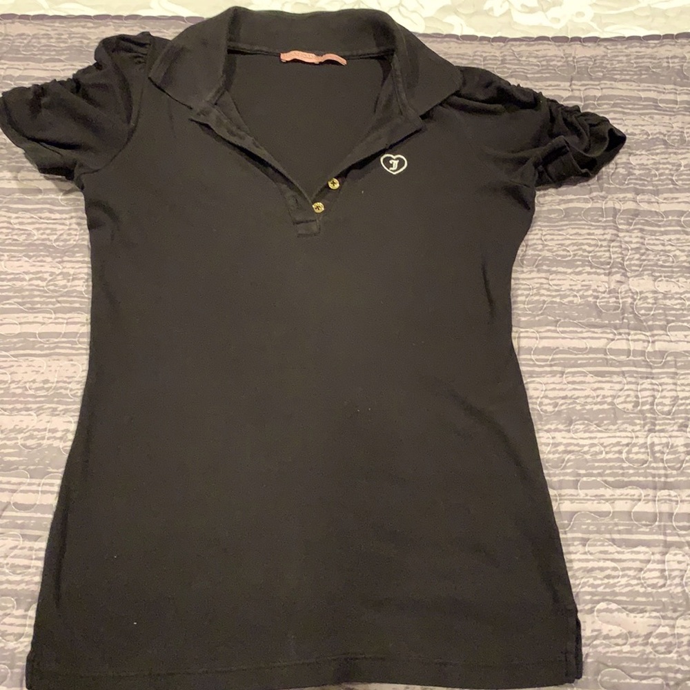 Juicy Couture Golf Shirt Gold buttons logo NH3